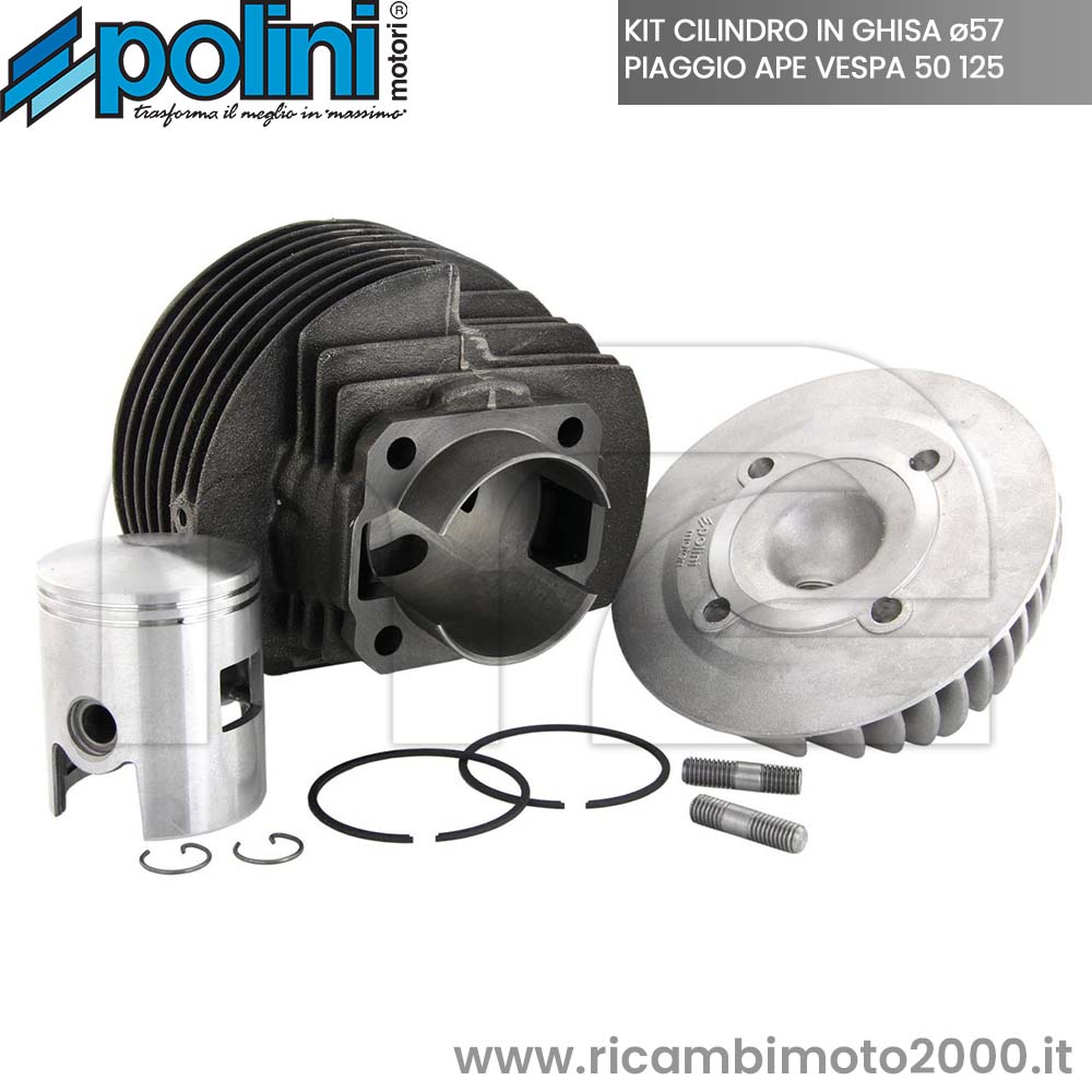 KIT CILINDRO POLINI RACING ø57 MODIFICA 130 IN GHISA PIAGGIO APE