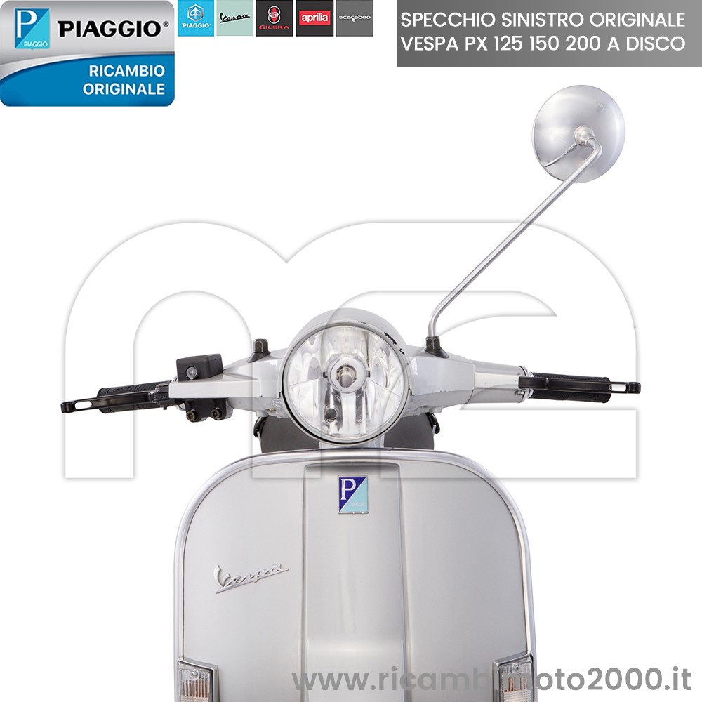 Specchietto Retrovisore Sinistro Cromato Per Piaggio Vespa PX 125 - Compatibile Con Modelli Dal 1985