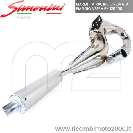 Marmitta Scarico Simonini Cromata  Espansione Silenziatore Alluminio Piaggio Vespa Px 125 150