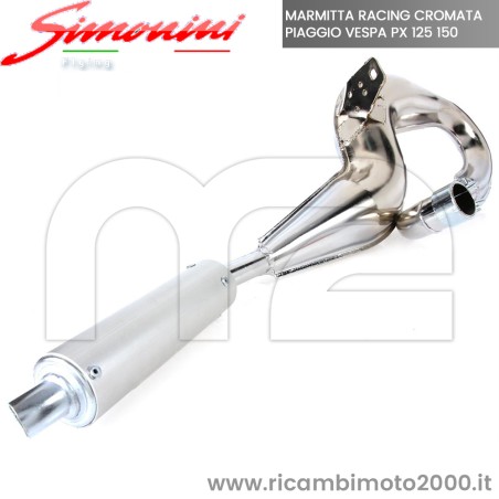 Marmitta Scarico Simonini Cromata  Espansione Silenziatore Alluminio Piaggio Vespa Px 125 150