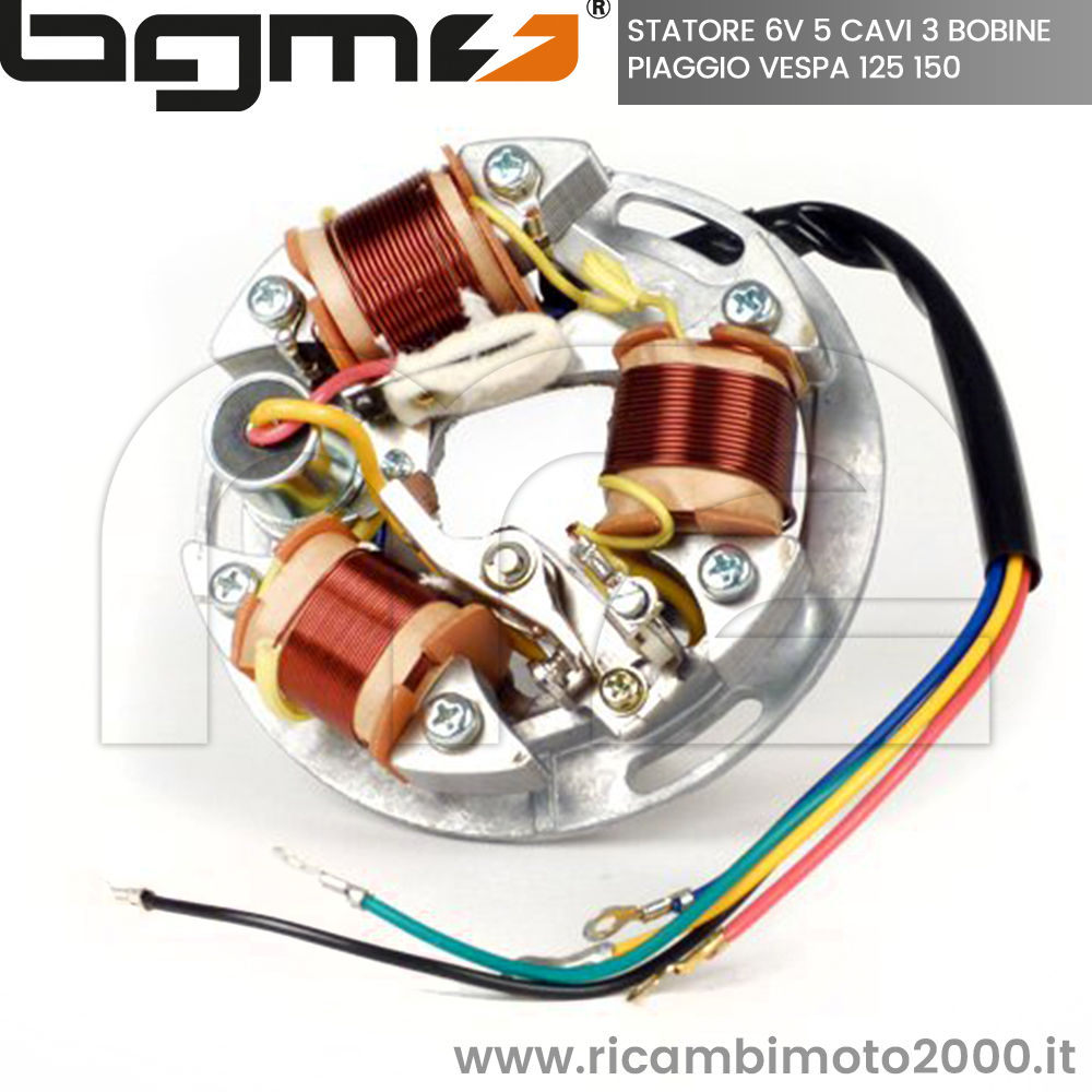 Statore 5 Bobine 7 Fili 12V Per Vespa ET3 125 E Primavera 125 (1976-1983) - Ricambio Compatibile N.O. 186974