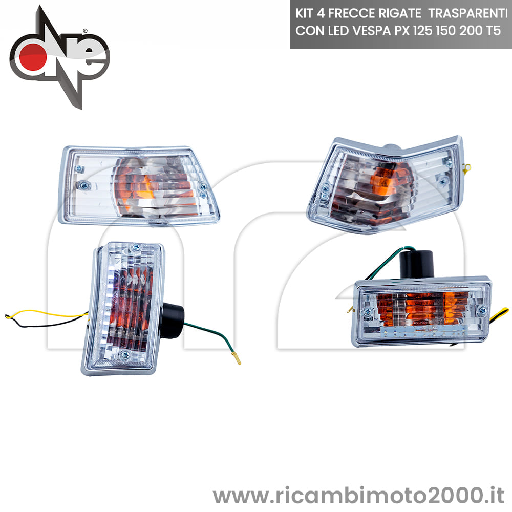 KIT FRECCE TRASPARENTI RIGATE CON LED ANTERIORI POSTERIORI VESPA