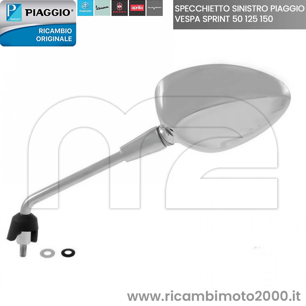 Retrovisore Sinistro Vespa S 50/125/150 (2008) – Originale VICMA In Argento, Sostituzione Perfetta