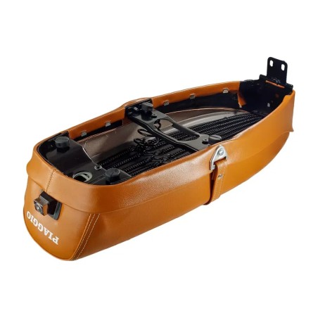 SELLA LUNGA MARRONE SERRATURA E SCRITTA PIAGGIO VESPA SPECIAL ET3 PRIMAVERA