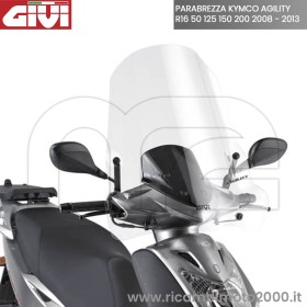 PARABREZZA GIVI COMPLETO DI ATTACCHI KYMCO AGILITY R16 50 125 150 200 2008 - 2013