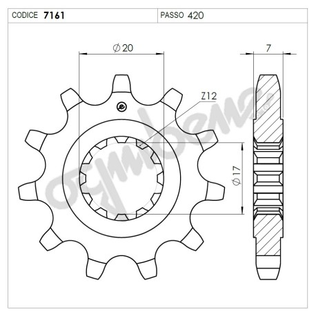 KIT TRASMISSIONE CATENA CORONA E PIGNONE TROFEO APRILIA RS 50 EXTREMA 1999 - 2005
