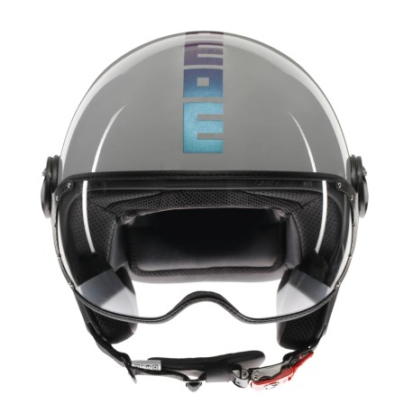 CASCO JET MOMO DESIGN FGTR CLASSIC FLIP GRIGIO LUCIDO / BLU / FUCSIA