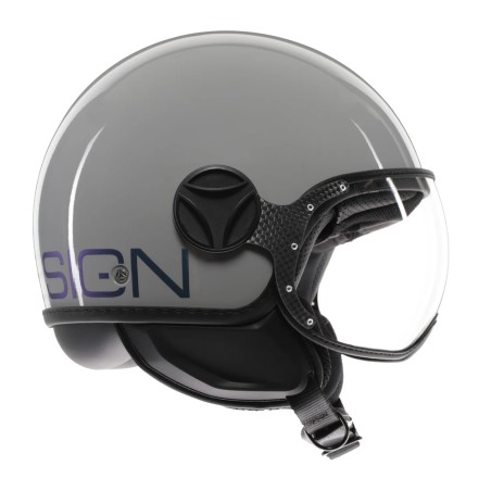 CASCO JET MOMO DESIGN FGTR CLASSIC FLIP GRIGIO LUCIDO / BLU / FUCSIA