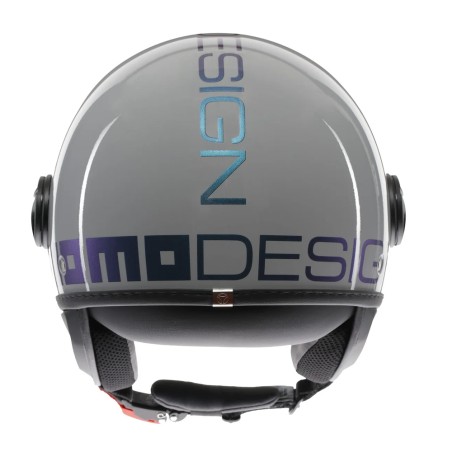 CASCO JET MOMO DESIGN FGTR CLASSIC FLIP GRIGIO LUCIDO / BLU / FUCSIA