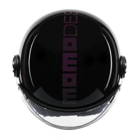 CASCO JET MOMO DESIGN FGTR CLASSIC STRIPES NERO LUCIDO / FUCSIA