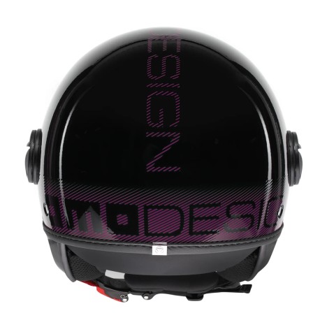 CASCO JET MOMO DESIGN FGTR CLASSIC STRIPES NERO LUCIDO / FUCSIA