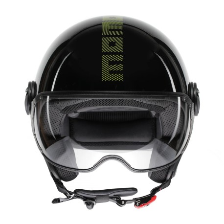 CASCO JET MOMO DESIGN FGTR CLASSIC STRIPES NERO LUCIDO / GIALLO FLUO