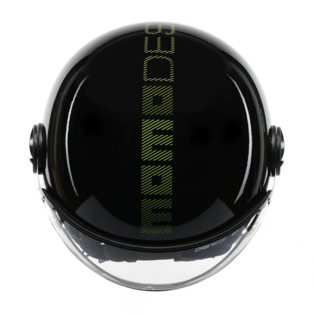 CASCO JET MOMO DESIGN FGTR CLASSIC STRIPES NERO LUCIDO / GIALLO FLUO