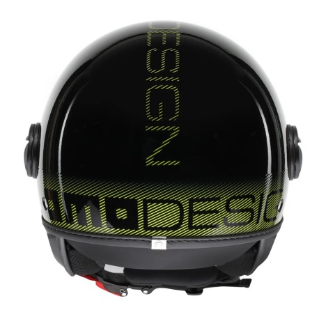 CASCO JET MOMO DESIGN FGTR CLASSIC STRIPES NERO LUCIDO / GIALLO FLUO