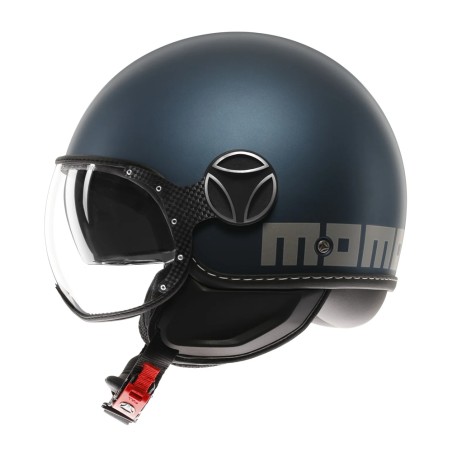 CASCO JET MOMO DESIGN FGTR EVO MONO BLU AVIO OPACO / SILVER