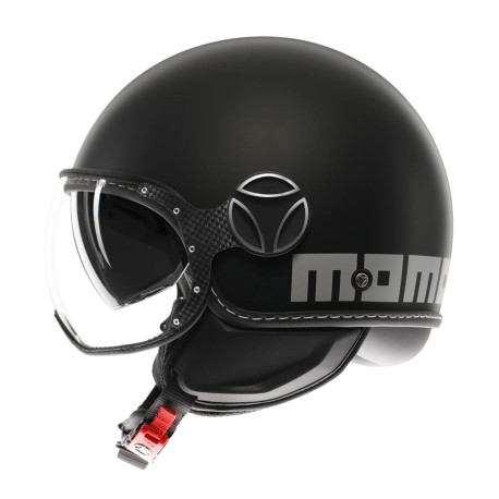 CASCO JET MOMO DESIGN FGTR EVO MONO NERO OPACO / SILVER