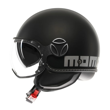 CASCO JET MOMO DESIGN FGTR EVO MONO NERO OPACO / SILVER