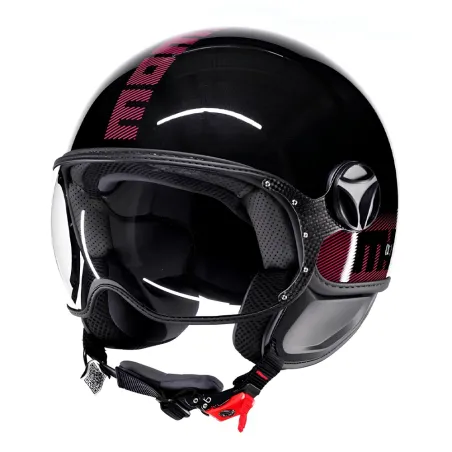CASCO JET MOMO DESIGN FGTR CLASSIC STRIPES NERO GLITTER / FUCSIA