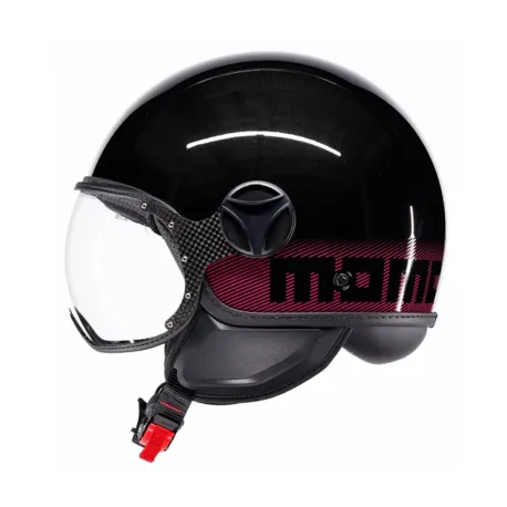 CASCO JET MOMO DESIGN FGTR CLASSIC STRIPES NERO GLITTER / FUCSIA