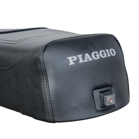 SELLA A MOLLE NERA CON SCRITTA PIAGGIO VESPA PX ARCOBALENO 125 150 200