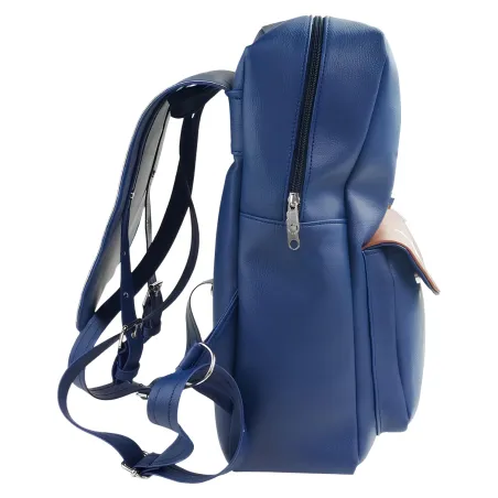 ZAINO SIMIL PELLE BLU CON TASCA MARRONE PIAGGIO VESPA