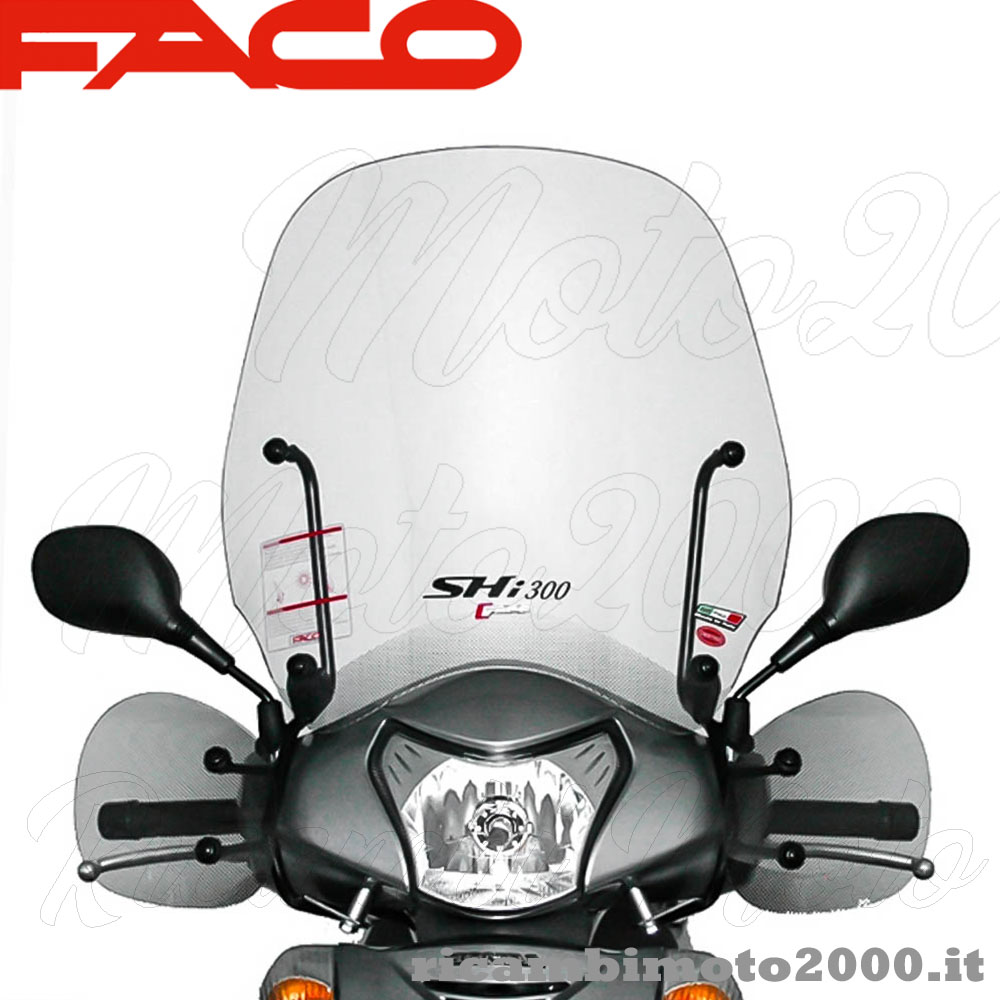 Parabrezza e cupolini: Parabrezza Paravento Alto Trasparente Completo Di  Attacchi 3 Pezzi Honda Sh 300 2007 - 2010