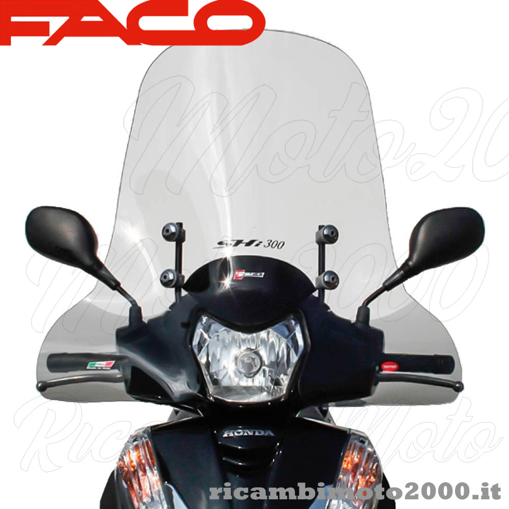 Parabrezza e cupolini: Parabrezza Paravento Alto Faco Con Attacchi Staffe  Per Honda Sh 300 2011 - 2014