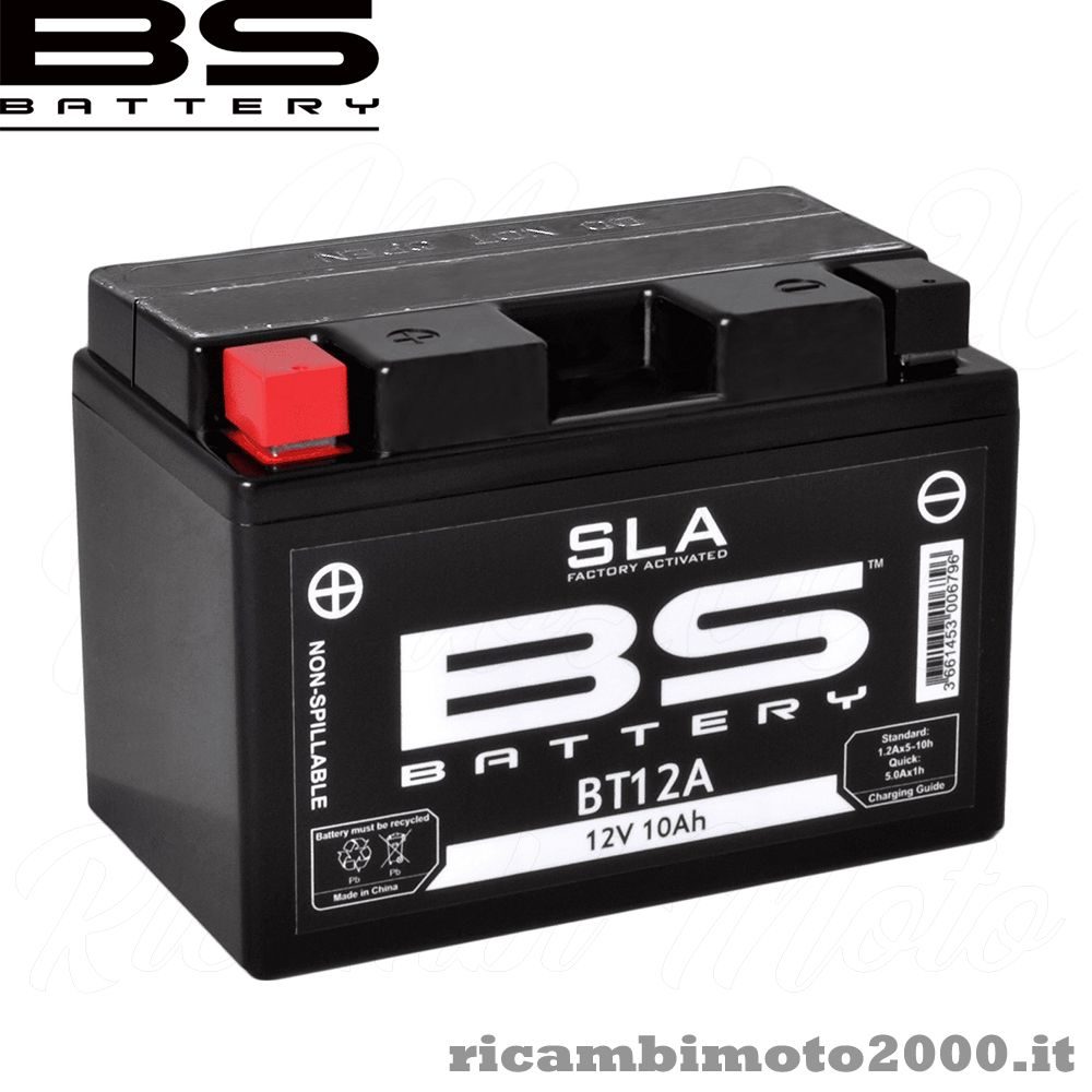 Batterie: Batteria Bs Battery SLA Yt12a-Bs 12v 10ah Preattivata Già Carica  Pronta All'uso
