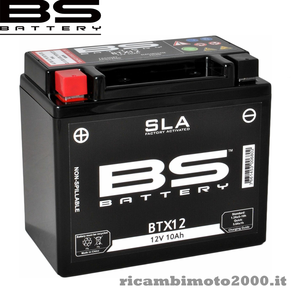 Elettrico: Batteria Bs Battery Sla Ytx12-Bs Attivata Già Carica 12v 10ah