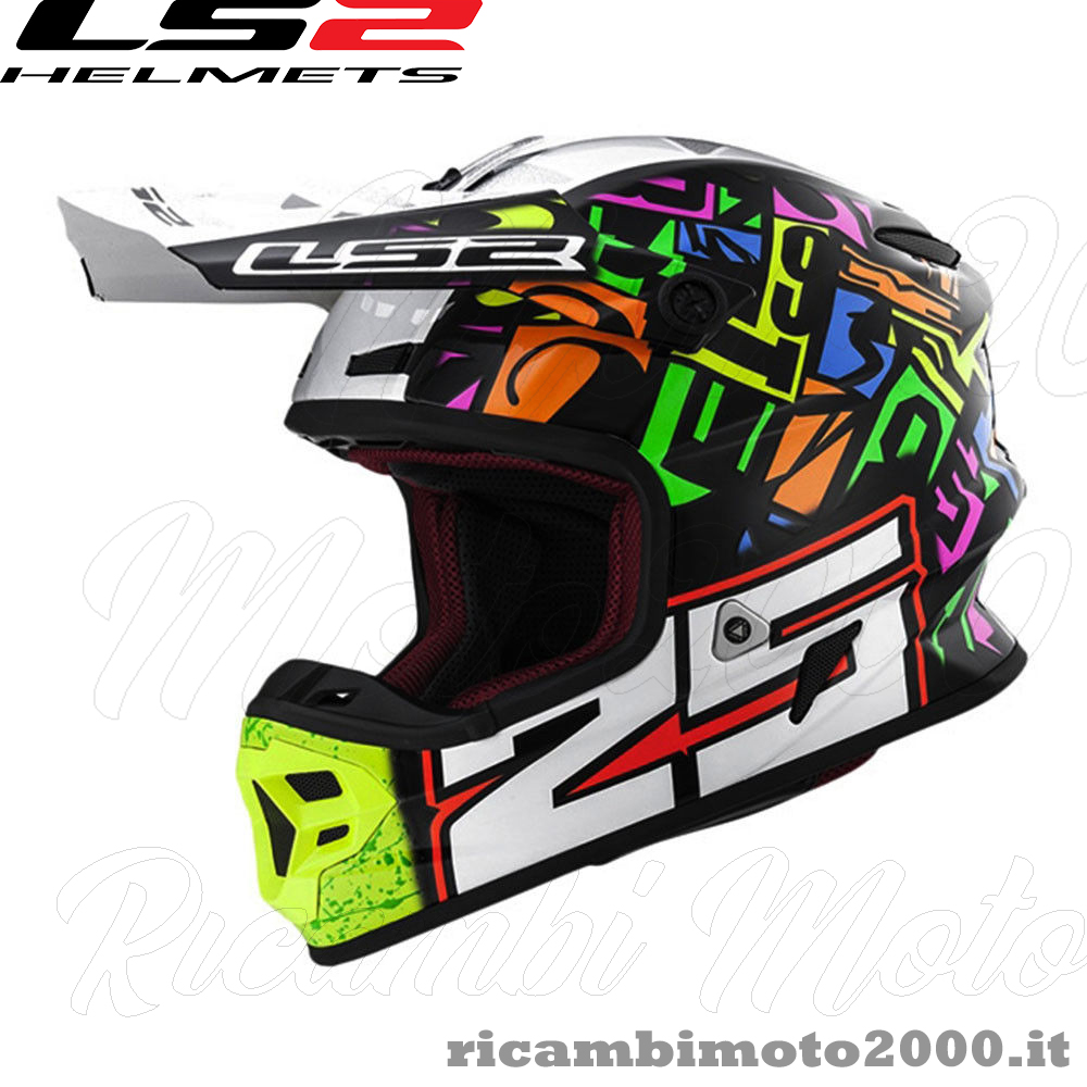 Caschi: Casco Da Cross Ls2 Mx456 Punch Multicolore Per Moto Enduro