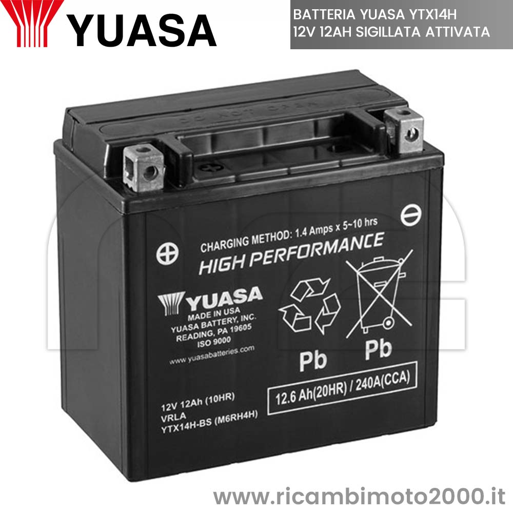 Batterie: BATTERIA ORIGINALE YUASA YTX14H 12V 12AH SIGILLATA ATTIVATA