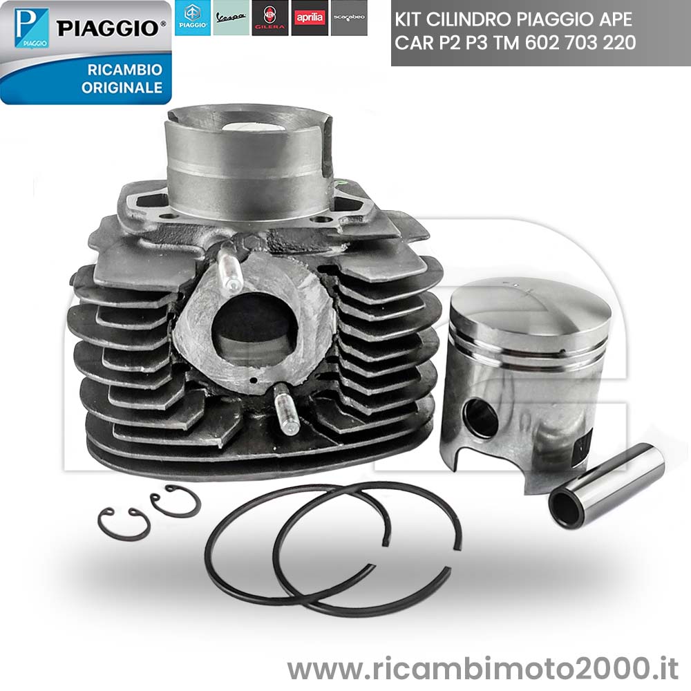 Kit cilindro: KIT CILINDRO GRUPPO TERMICO ORIGINALE PIAGGIO APE CAR P2 P3  TM 602 703 220