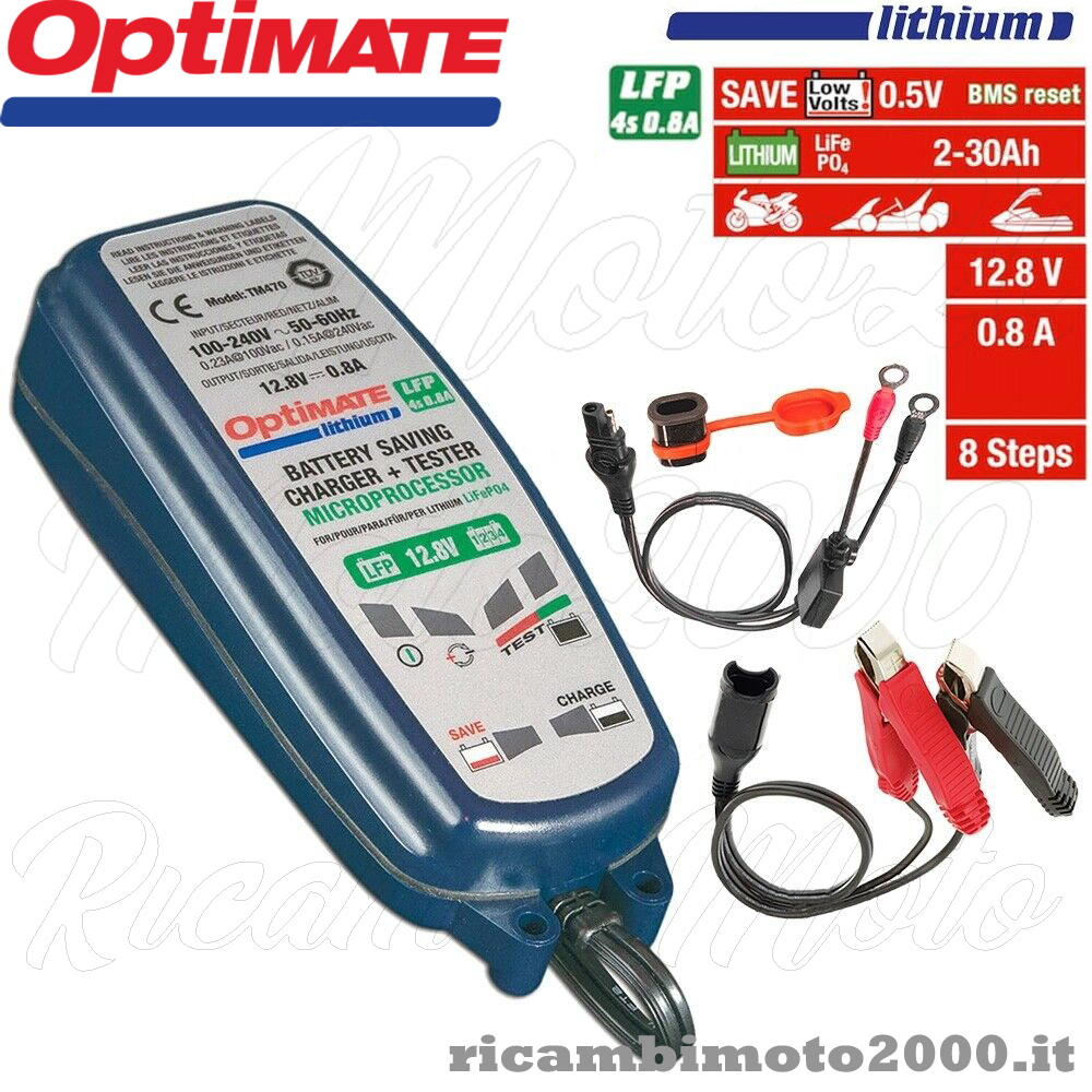 Accessori: Caricabatterie E Mantenitore Di Carica Optimate TM-470 Lithium  4s 0.8A Per Batteria A Litio