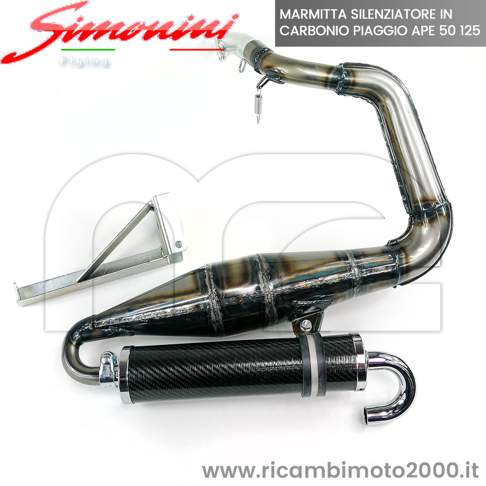 Motore: Marmitta Scarico Espansione Simonini Racing In Carbonio Piaggio Ape  50 125 40311